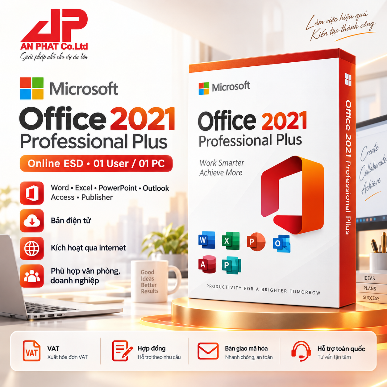 Office 2021 Professional Plus — 01 thiết bị — phần mềm bản quyền tại An Phát