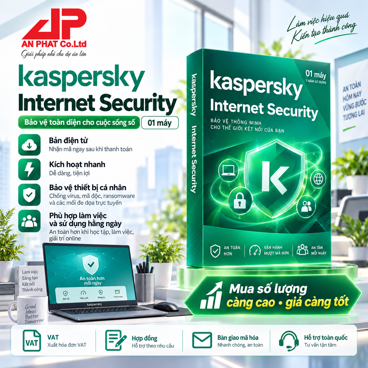 Kaspersky Internet Security — 01 máy — phần mềm bản quyền tại An Phát