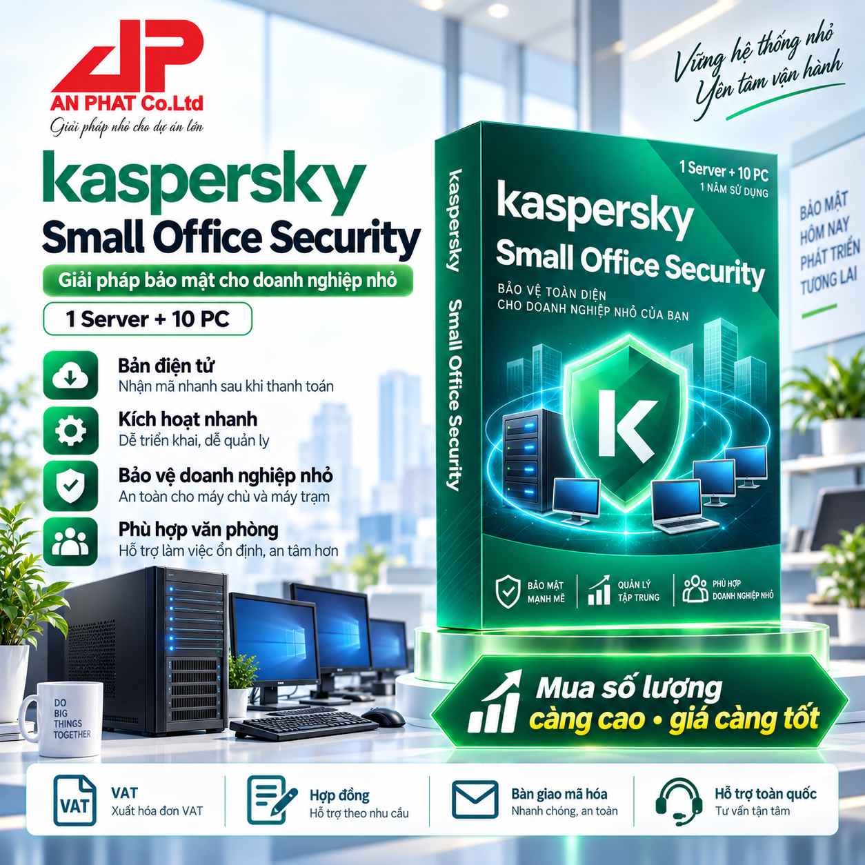 Kaspersky Small Office Security — 1 Server + 10 PC — phần mềm bản quyền tại An Phát