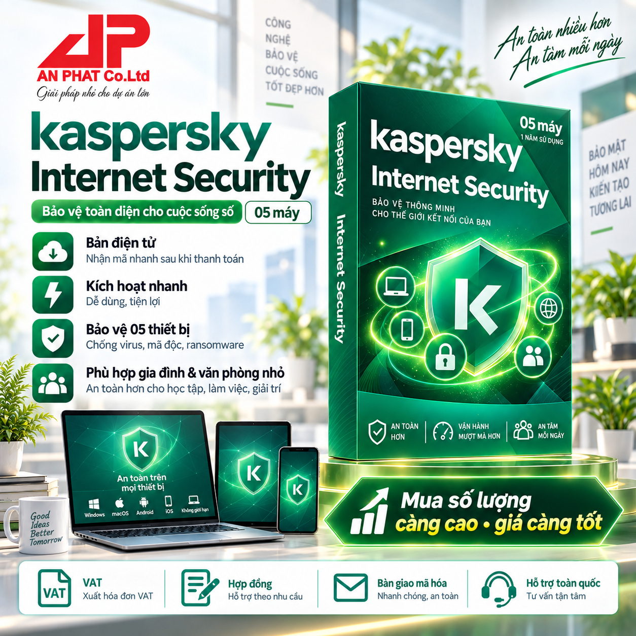 Kaspersky Internet Security — 05 máy — phần mềm bản quyền tại An Phát