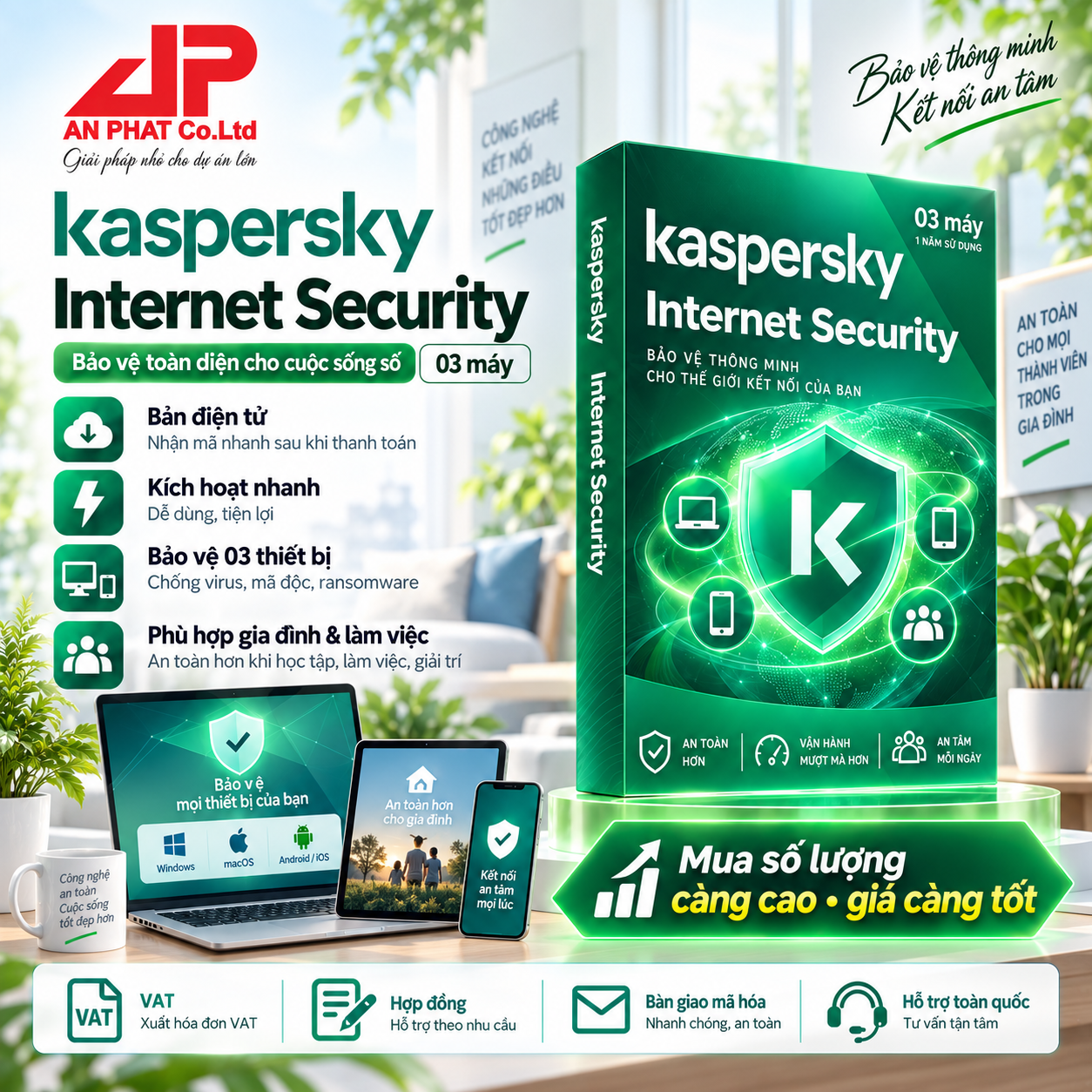 Kaspersky Internet Security — 03 máy — phần mềm bản quyền tại An Phát