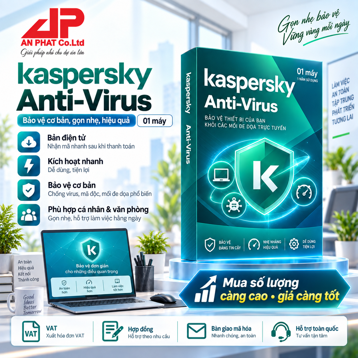Kaspersky Anti-Virus — 01 máy — phần mềm bản quyền tại An Phát