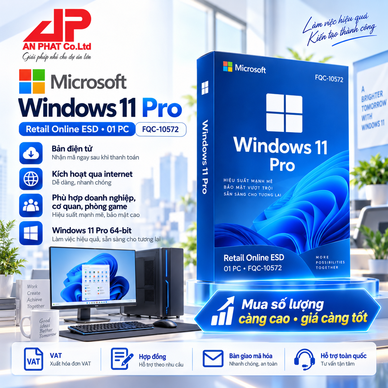 Windows 11 Pro Retail Online ESD — phần mềm bản quyền tại An Phát